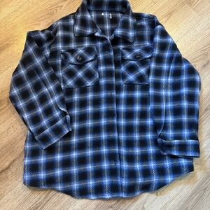 Blue and Black Plaid Shirt